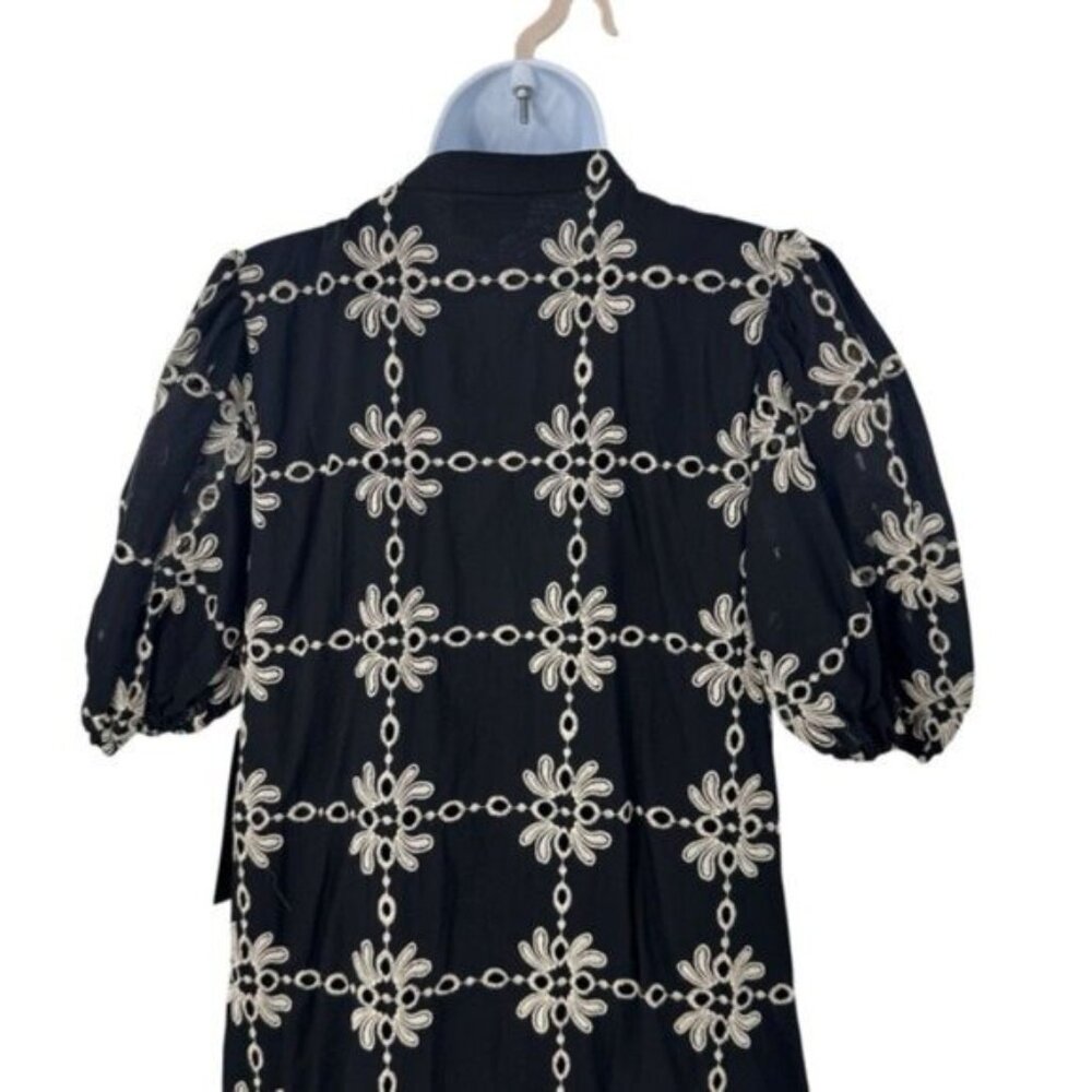 Tuckernuck NEW Black Eyelet Lewis Puff Sleeve Embroidered Maxi Dress Size M - Picture 8 of 11